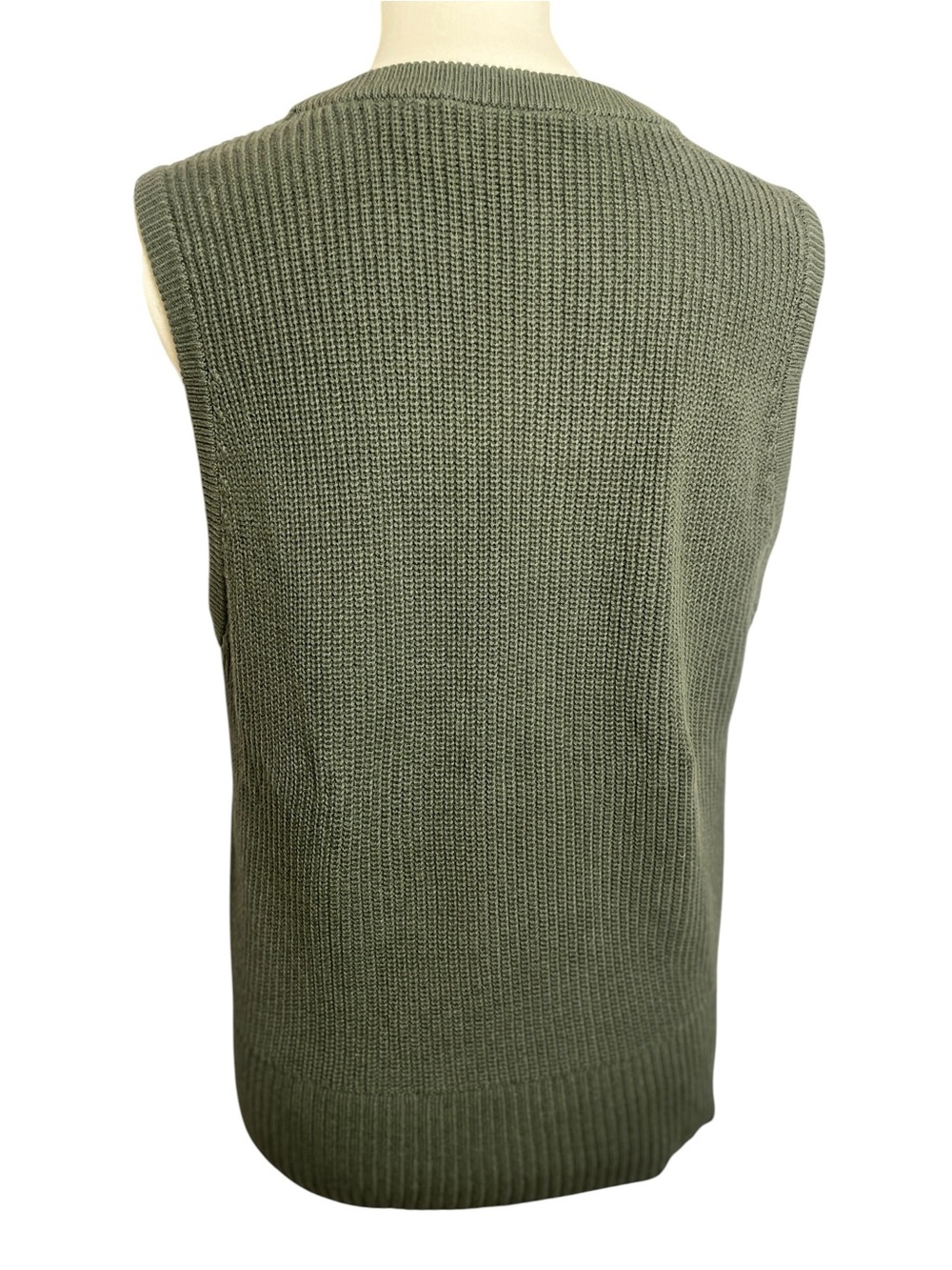 LOFT Olive Rib-Knit Sleeveless Sweater Vest - Picture 4 of 7